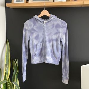 TNA ARITZIA Thermal Zip Hoodie Tie Dye Blue XS